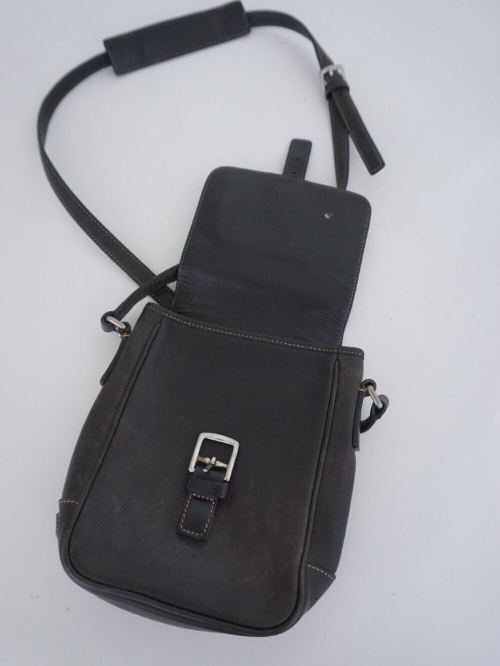 Vintage Coach 7775 Black Leather Buckle Flap Crossbody Structured Shoulder Bag - Picture 15 of 16